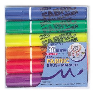 MARVY Fabric Brush Marker Bold type 6 Fluorescent Color